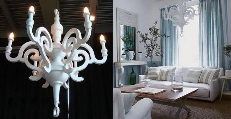 Paper Chandelier Postmodern style candle chandelier art designer white chandelier dining room clothing shop wood light fixture