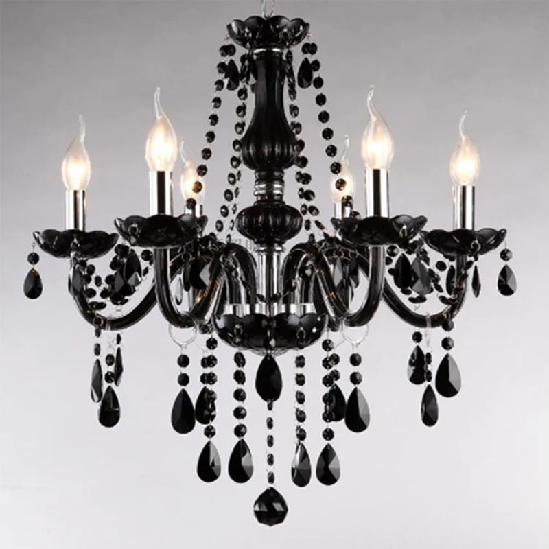 Classic Black Chandelier Light Modern Crystal Chandelier E14 Candle Holder Novelty Wedding Decorative Lighting Fixtures