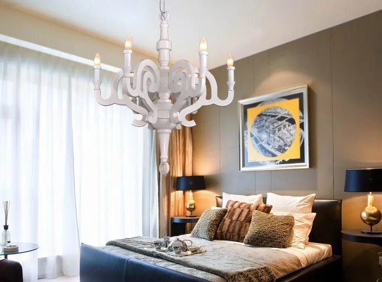 Paper Chandelier Postmodern style candle chandelier art designer white chandelier dining room clothing shop wood light fixture