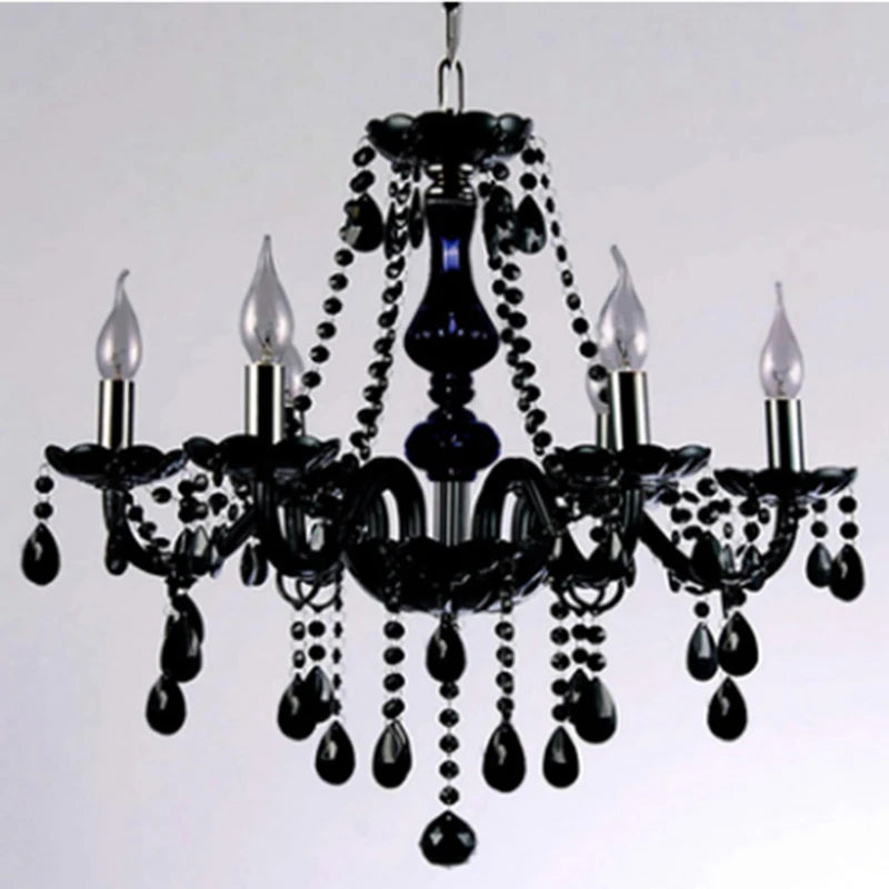 Classic Black Chandelier Light Modern Crystal Chandelier E14 Candle Holder Novelty Wedding Decorative Lighting Fixtures
