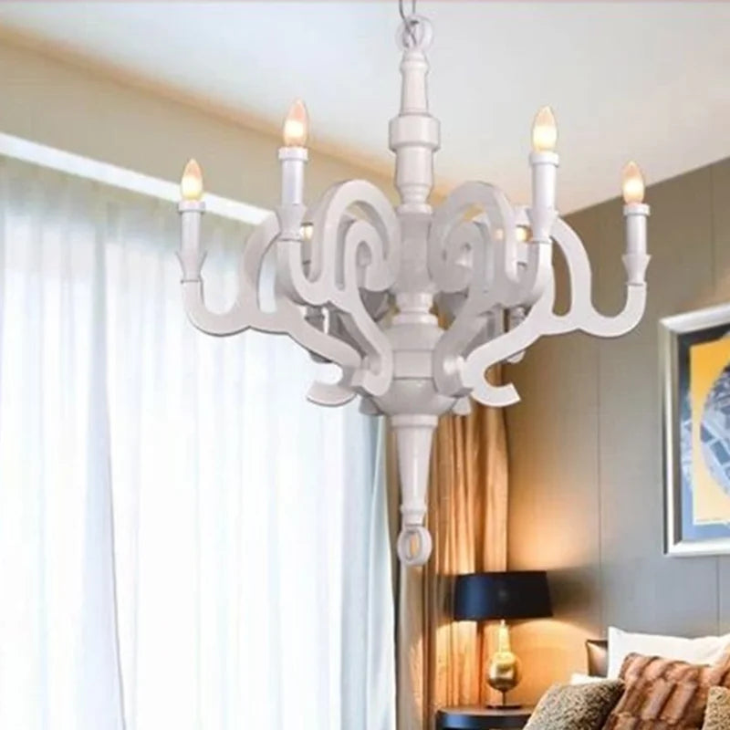 Paper Chandelier Postmodern style candle chandelier art designer white chandelier dining room clothing shop wood light fixture