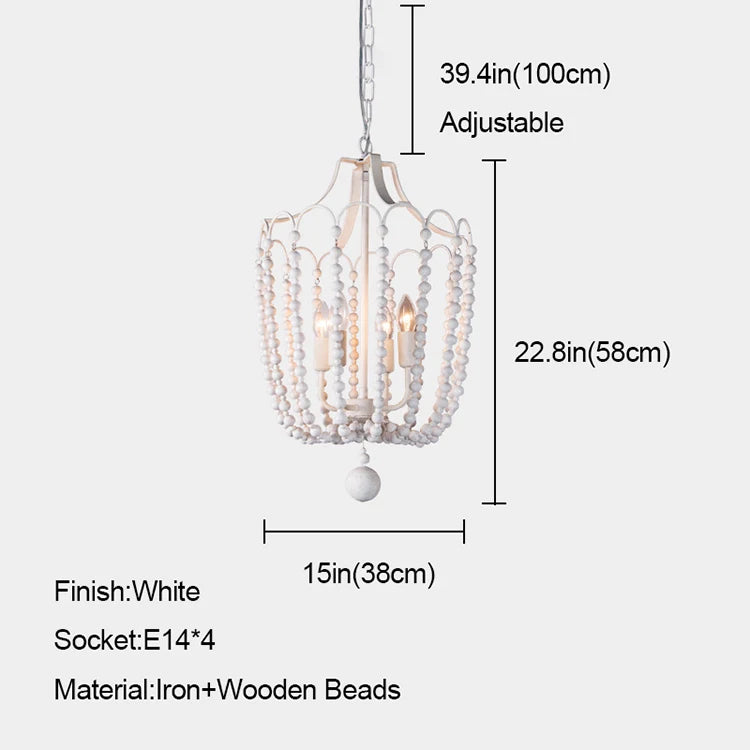 Crystal Chandelier Gold Dining Room Lighting White Wooden Beads Chandeliers For Staircase Kitchen Hallway French Country Lights
