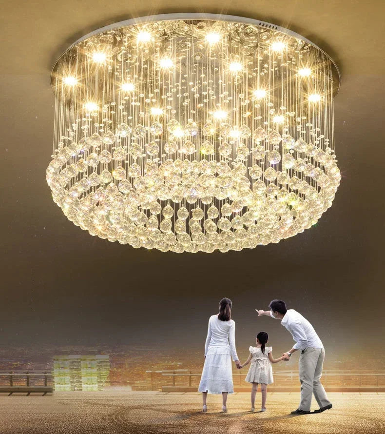 Modern Crystal Chandelier For Ceiling Luxury Led Round Lamp Home Decor Light Living Dining Room Bedroom Lobby K9 Cristal Lustre