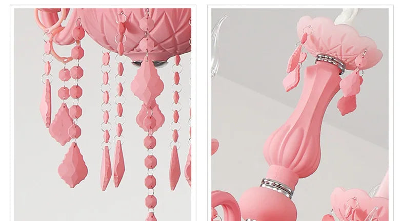 Pink chandelier for Kitchen island Bedroom Kids room girls room wedding chandelier indoor home Art Decor Crystal Chandelier