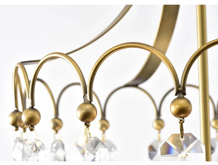 Crystal Chandelier Gold Dining Room Lighting White Wooden Beads Chandeliers For Staircase Kitchen Hallway French Country Lights