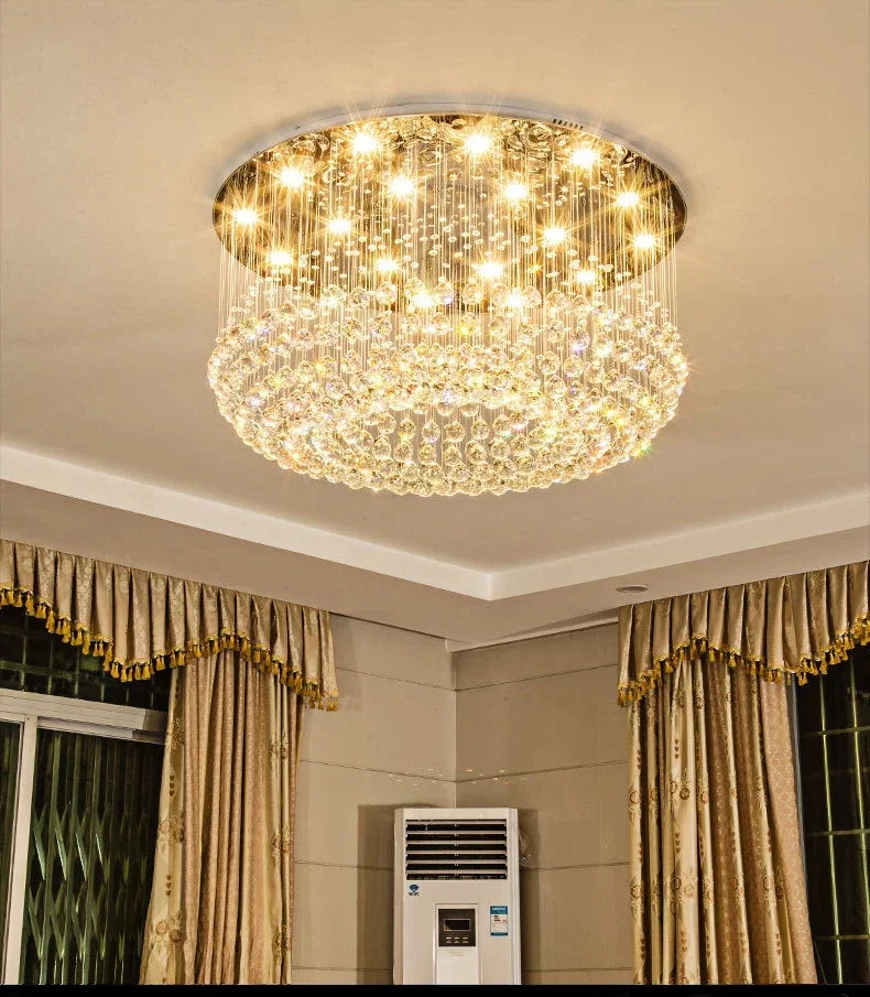 Modern Crystal Chandelier For Ceiling Luxury Led Round Lamp Home Decor Light Living Dining Room Bedroom Lobby K9 Cristal Lustre