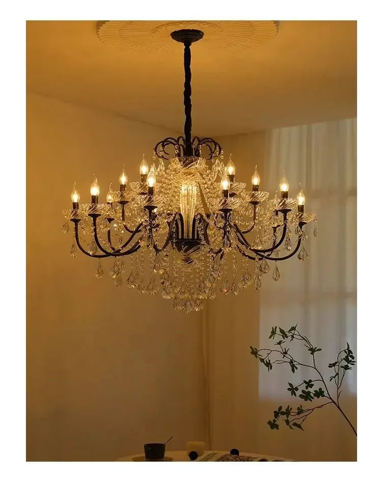 Newly Black Candle Chandelier Nordic Contemporary Crystal Pendant Lamps European crystal chandeliers Lighting AC Home Decoration
