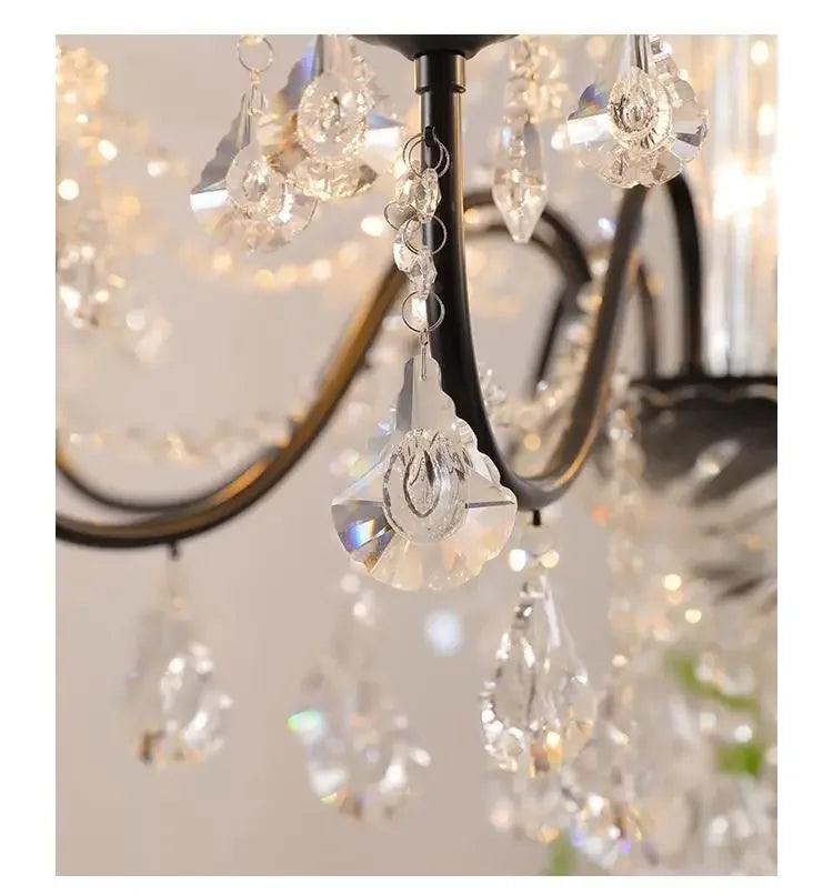 Newly Black Candle Chandelier Nordic Contemporary Crystal Pendant Lamps European crystal chandeliers Lighting AC Home Decoration
