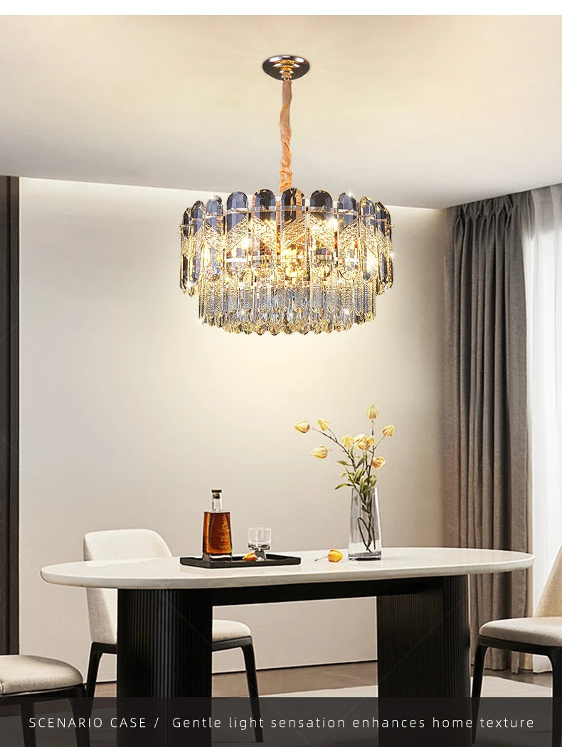 Crystal Chandelier for Dining Table Modern Pendant Light Lustre Suspension Lighting Indoor Living Room Luxury Hanging Lamp