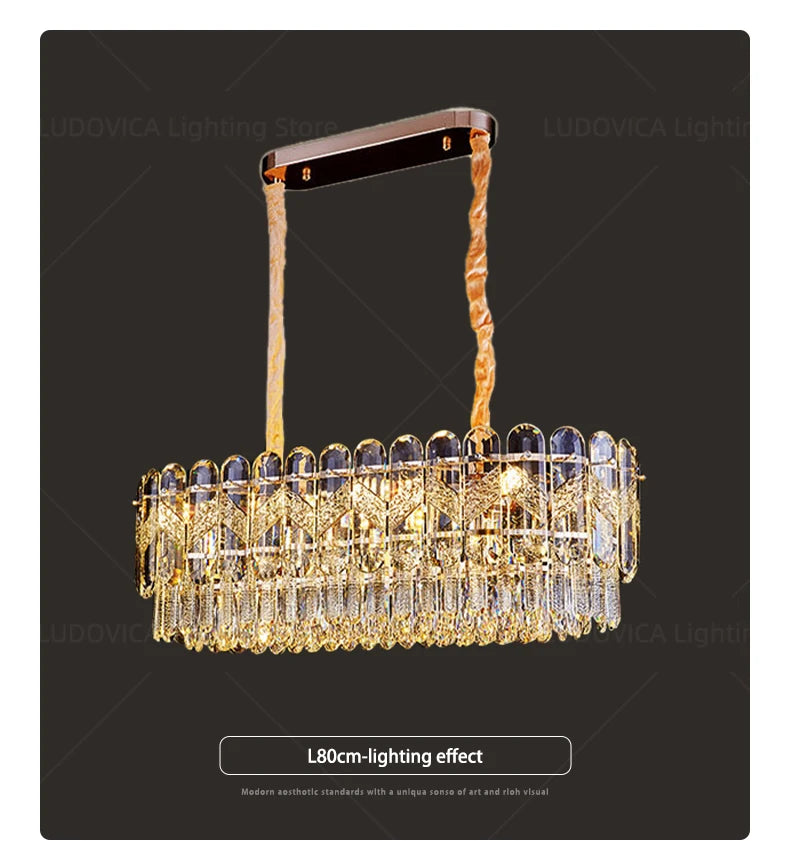 Crystal Chandelier for Dining Table Modern Pendant Light Lustre Suspension Lighting Indoor Living Room Luxury Hanging Lamp