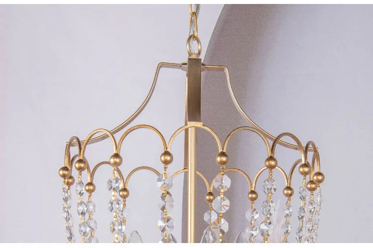 Crystal Chandelier Gold Dining Room Lighting White Wooden Beads Chandeliers For Staircase Kitchen Hallway French Country Lights