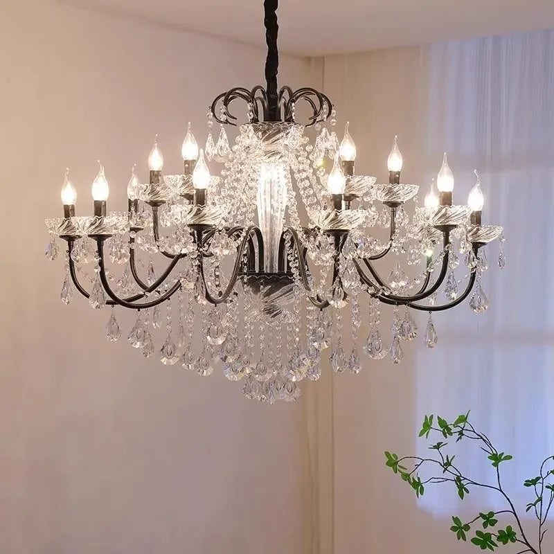 Newly Black Candle Chandelier Nordic Contemporary Crystal Pendant Lamps European crystal chandeliers Lighting AC Home Decoration