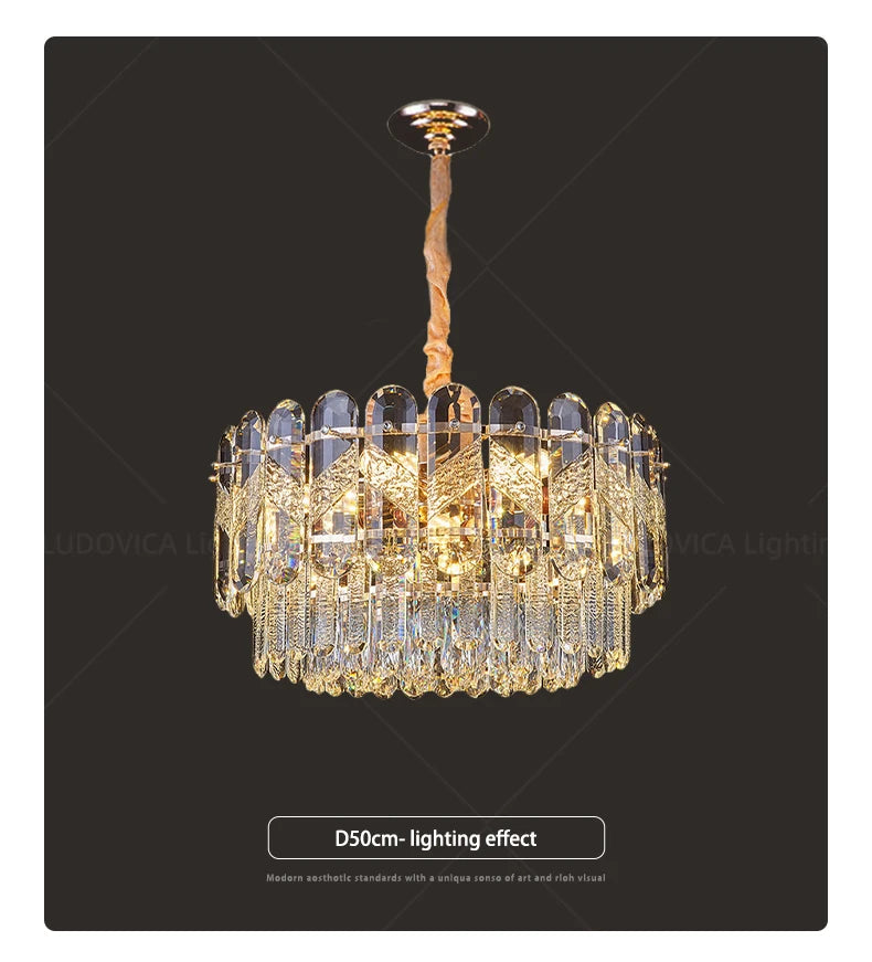 Crystal Chandelier for Dining Table Modern Pendant Light Lustre Suspension Lighting Indoor Living Room Luxury Hanging Lamp