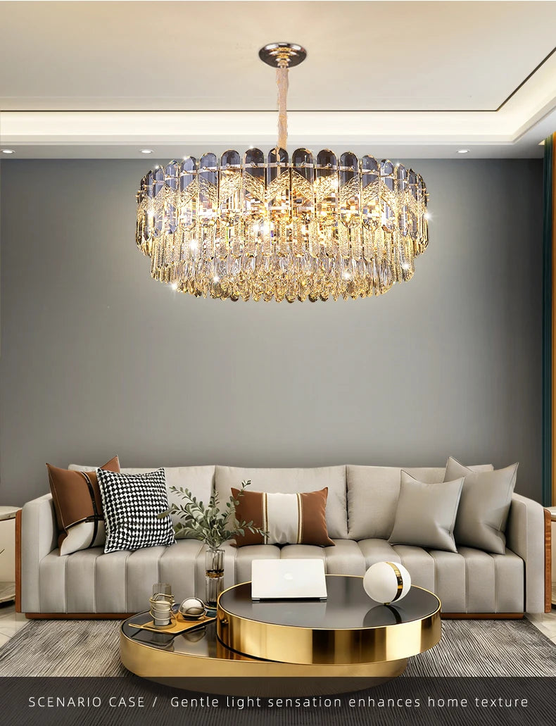 Crystal Chandelier for Dining Table Modern Pendant Light Lustre Suspension Lighting Indoor Living Room Luxury Hanging Lamp