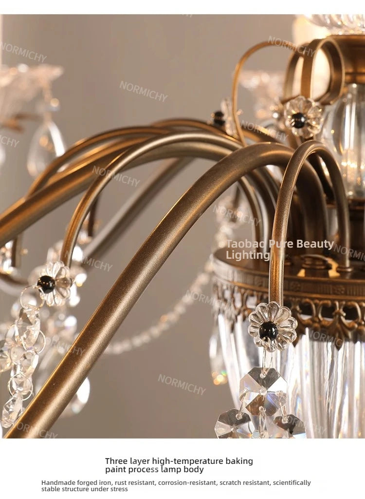 French Crystal Chandelier Retro Light Luxury Living Room Main Light 2025 New Candle High-End Dining Room Bedroom Light