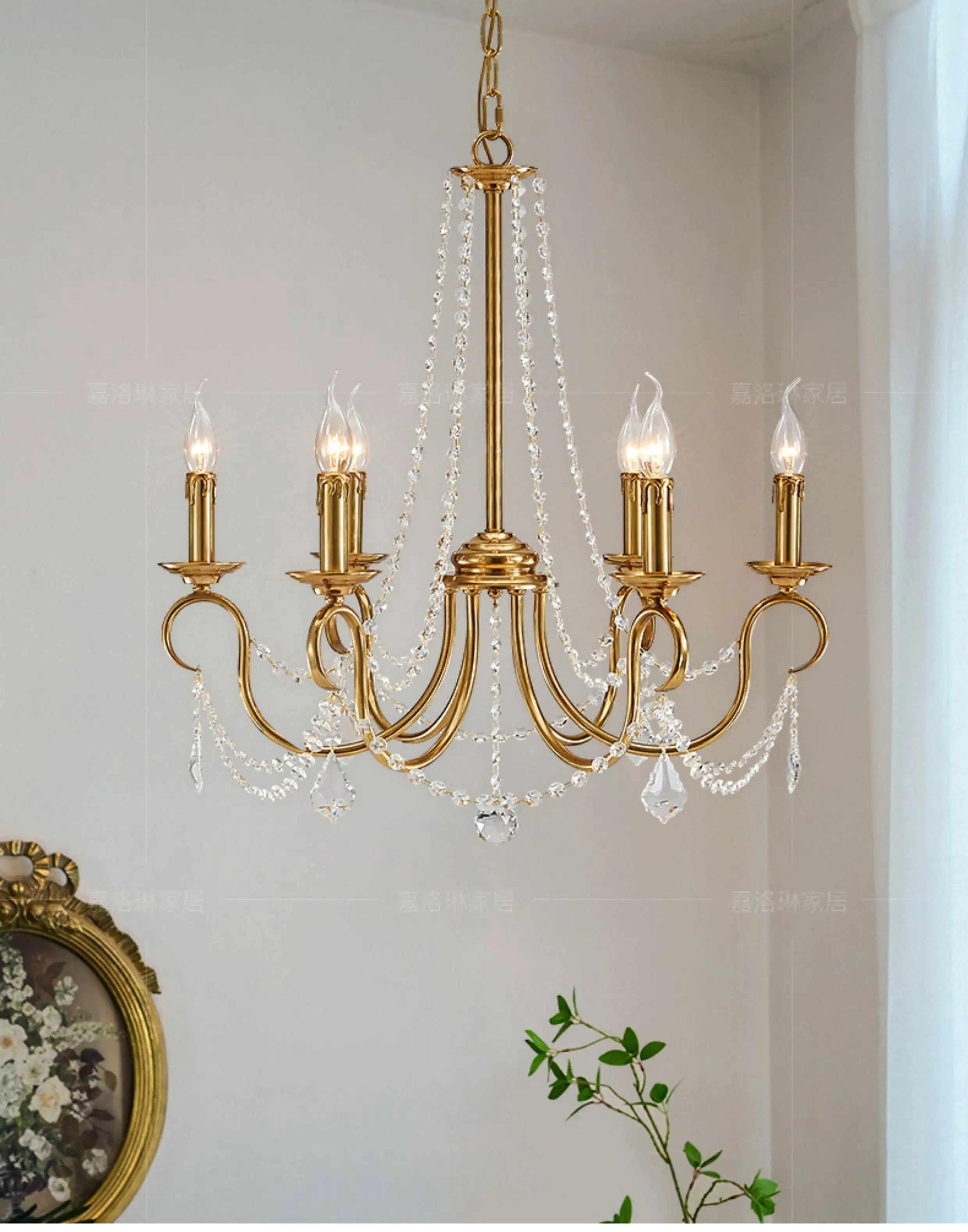 European Restaurant deco Copper LED Candle chandelier for Dining Room deco American Retro Pastoral Entrance kitchen hanging lamp