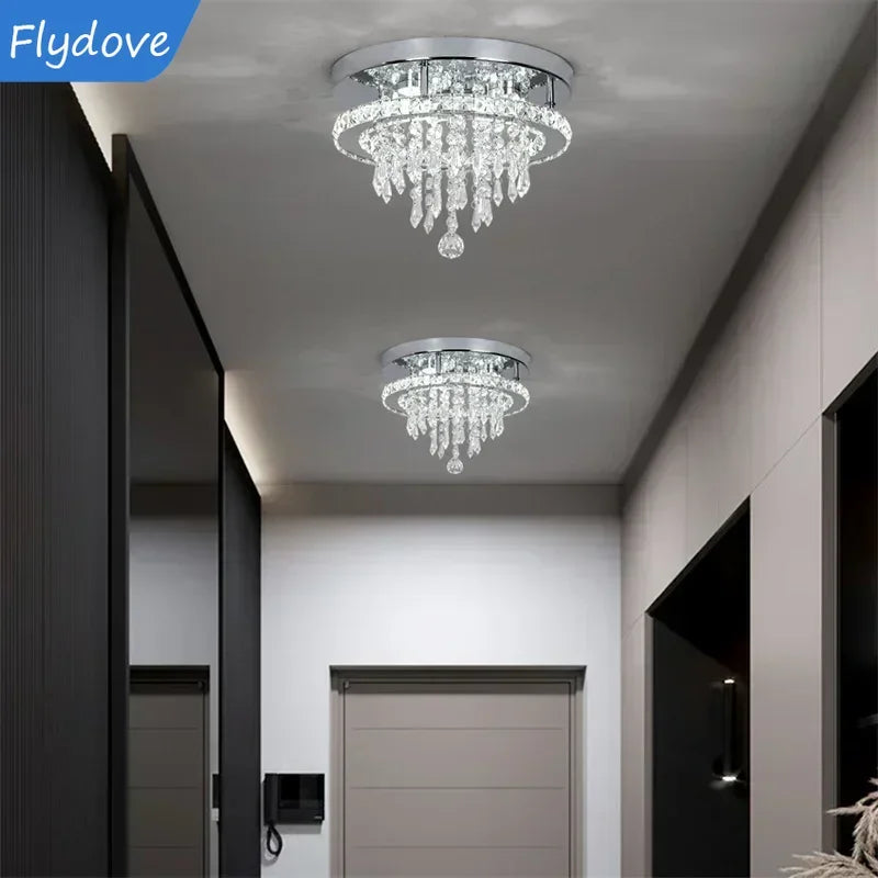 Modern Luxury Minimalist Circular Crystal Chandelier Living Room Restaurant Bar Villa Corridor LED Home Decor Lighting Fixtures