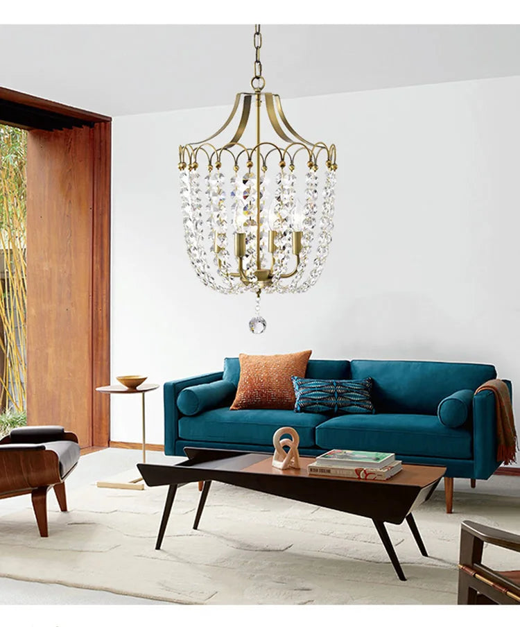 Crystal Chandelier Gold Dining Room Lighting White Wooden Beads Chandeliers For Staircase Kitchen Hallway French Country Lights