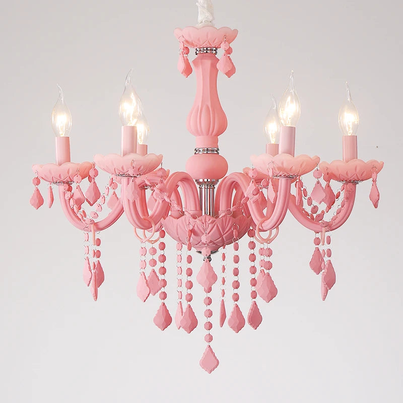 Pink chandelier for Kitchen island Bedroom Kids room girls room wedding chandelier indoor home Art Decor Crystal Chandelier