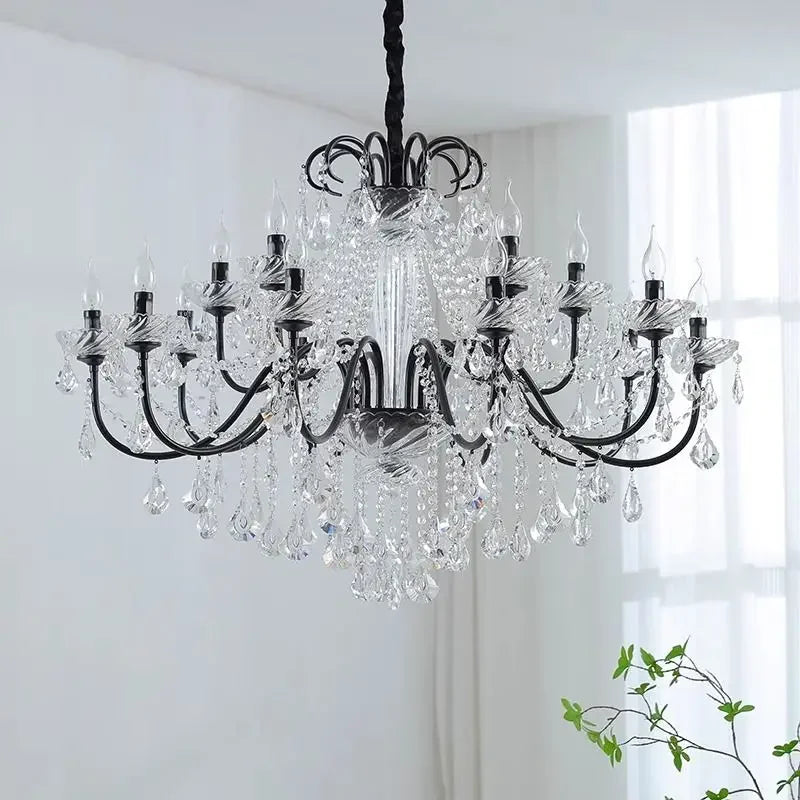 Newly Black Candle Chandelier Nordic Contemporary Crystal Pendant Lamps European crystal chandeliers Lighting AC Home Decoration