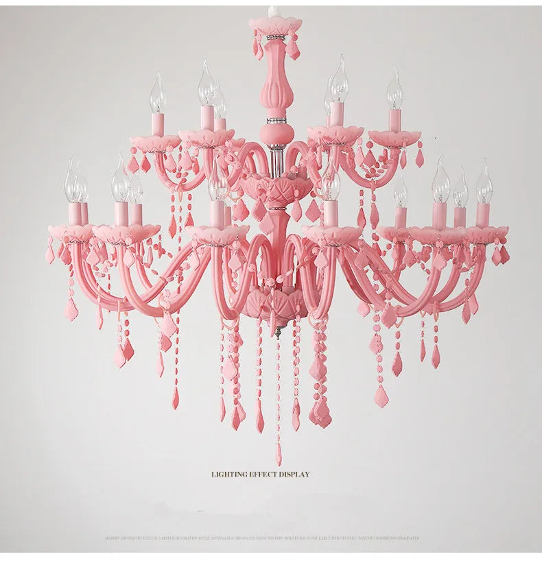 Pink chandelier for Kitchen island Bedroom Kids room girls room wedding chandelier indoor home Art Decor Crystal Chandelier