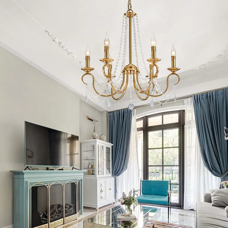 European Restaurant deco Copper LED Candle chandelier for Dining Room deco American Retro Pastoral Entrance kitchen hanging lamp