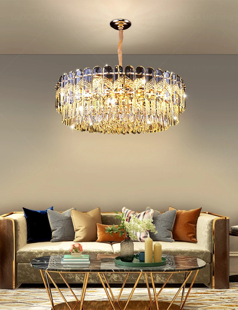 Crystal Chandelier for Dining Table Modern Pendant Light Lustre Suspension Lighting Indoor Living Room Luxury Hanging Lamp