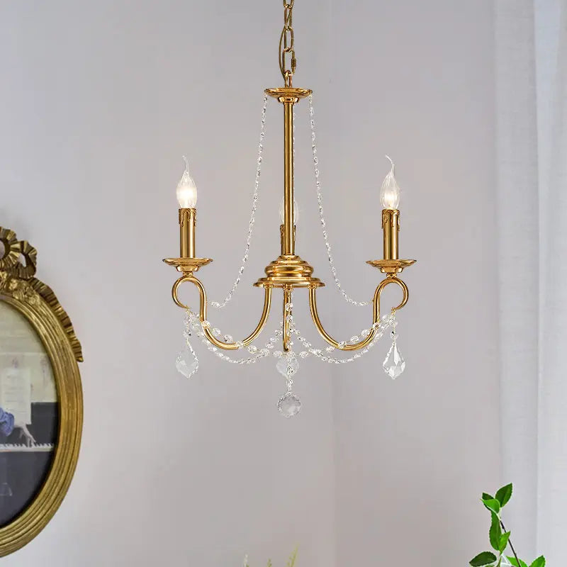 European Restaurant deco Copper LED Candle chandelier for Dining Room deco American Retro Pastoral Entrance kitchen hanging lamp
