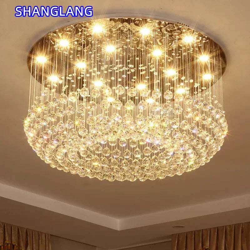 Modern Crystal Chandelier For Ceiling Luxury Led Round Lamp Home Decor Light Living Dining Room Bedroom Lobby K9 Cristal Lustre