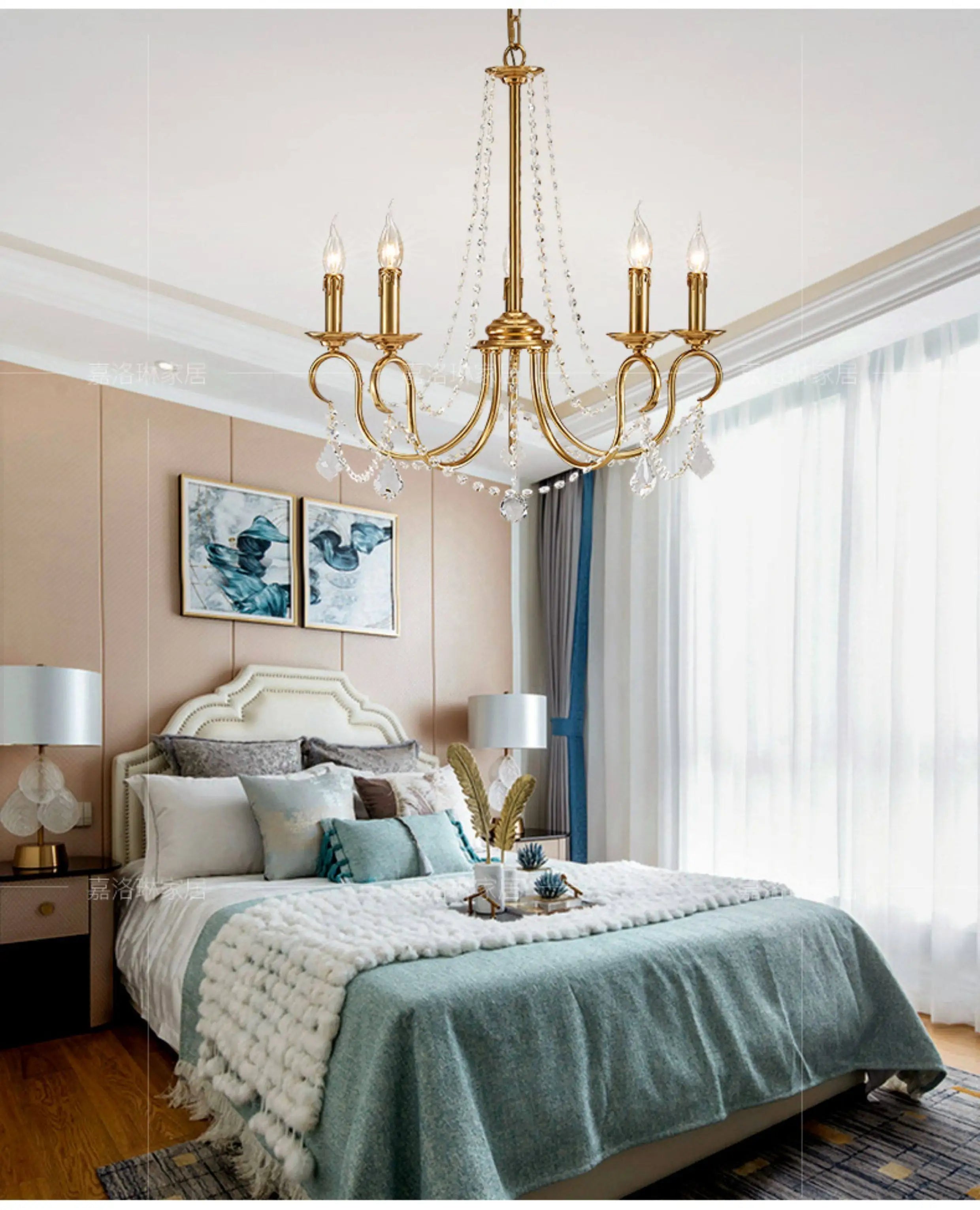 European Restaurant deco Copper LED Candle chandelier for Dining Room deco American Retro Pastoral Entrance kitchen hanging lamp