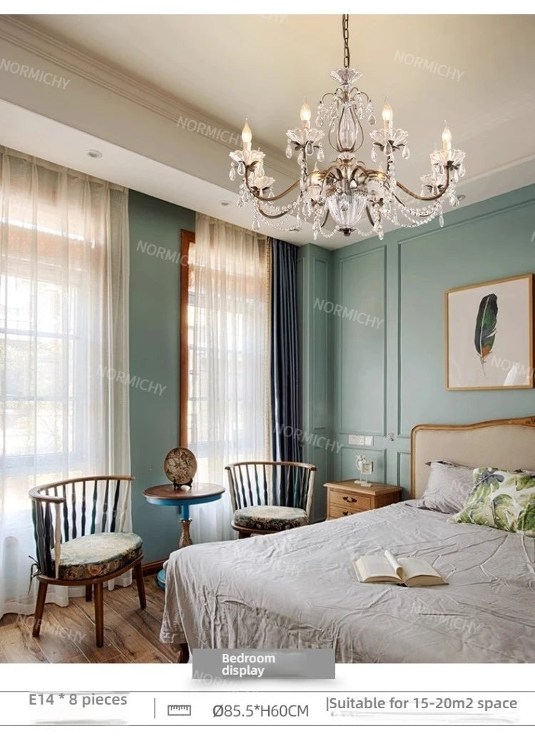 French Crystal Chandelier Retro Light Luxury Living Room Main Light 2025 New Candle High-End Dining Room Bedroom Light