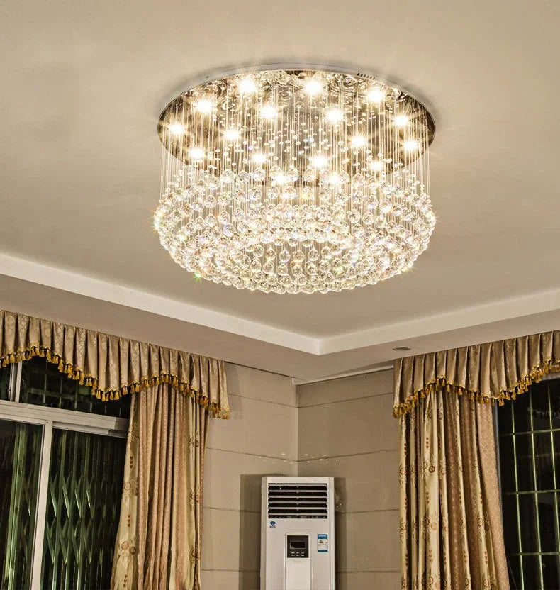 Modern Crystal Chandelier For Ceiling Luxury Led Round Lamp Home Decor Light Living Dining Room Bedroom Lobby K9 Cristal Lustre