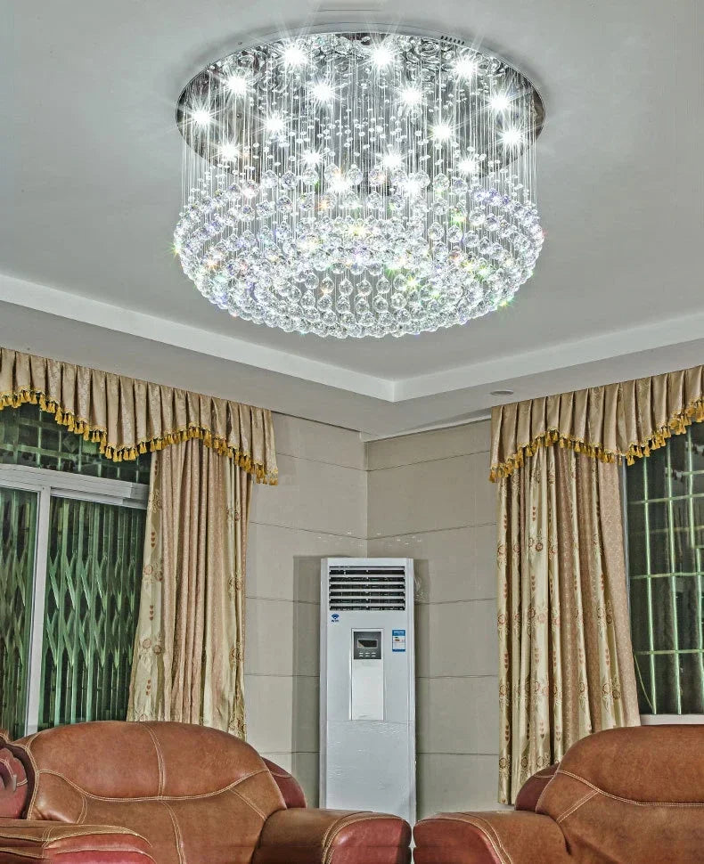 Modern Crystal Chandelier For Ceiling Luxury Led Round Lamp Home Decor Light Living Dining Room Bedroom Lobby K9 Cristal Lustre