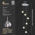 Crystal Chandelier Ceiling for Stairs Modern Led Ceiling Hanging Lamp for Living Room Dining Stair Pendant Lighting