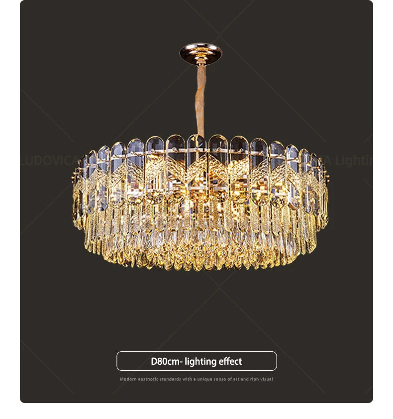 Crystal Chandelier for Dining Table Modern Pendant Light Lustre Suspension Lighting Indoor Living Room Luxury Hanging Lamp