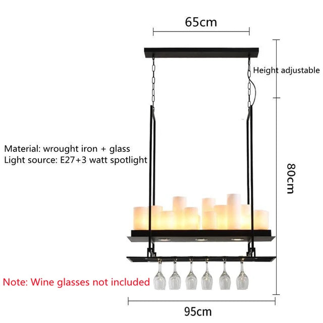 Candle chandelier Nordic LED industrially retro lamp Glass Lights for Living Room Home Decor Kitchen Hanging Bar dining table de