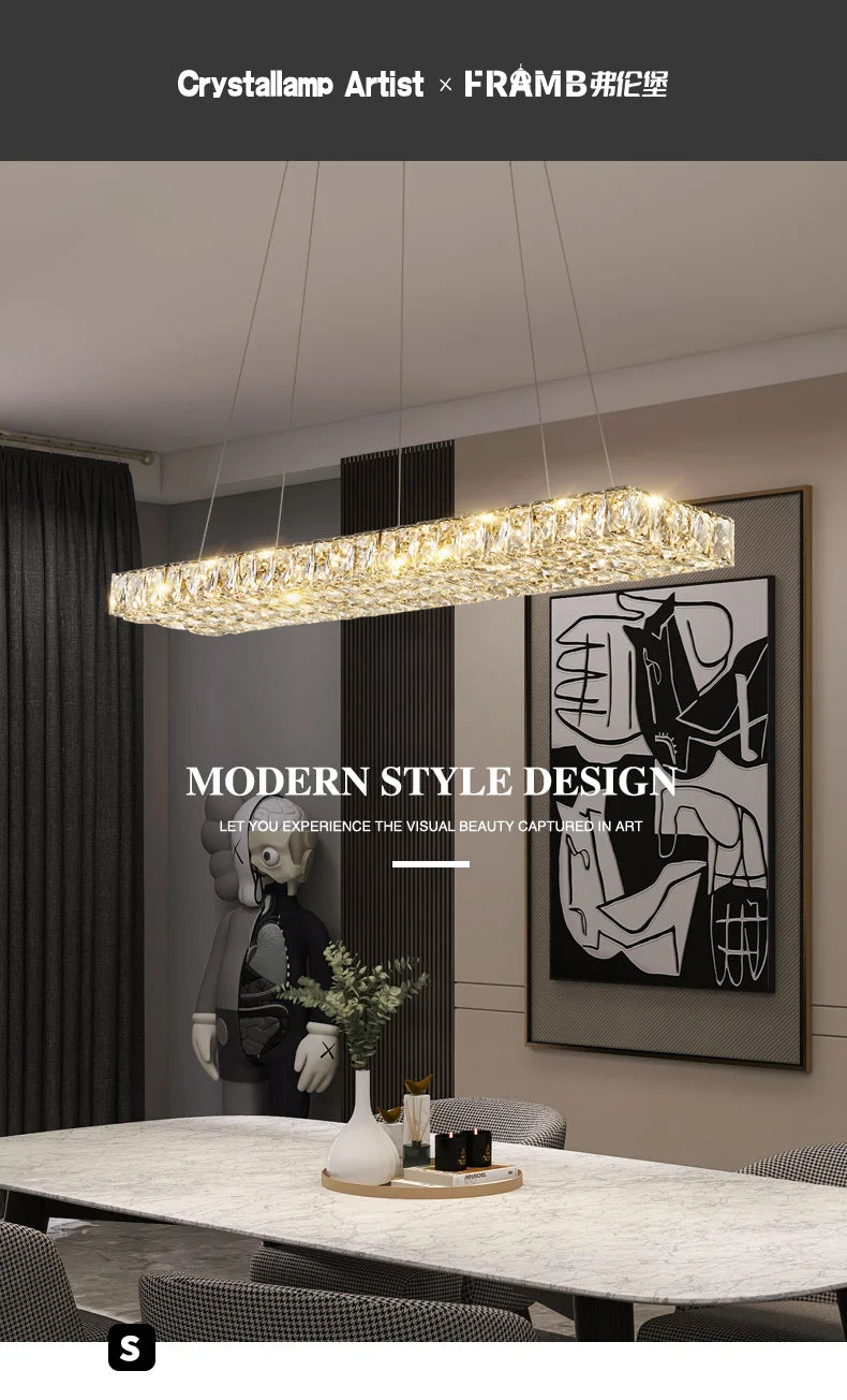 Modern Art Decor Led Chandelier Lighting Crystal Led Pendant Chandelier Lamp Living Room Dining Room Hanging Lights Luminaire