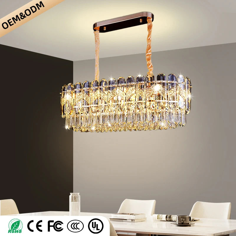 Crystal Chandelier for Dining Table Modern Pendant Light Lustre Suspension Lighting Indoor Living Room Luxury Hanging Lamp