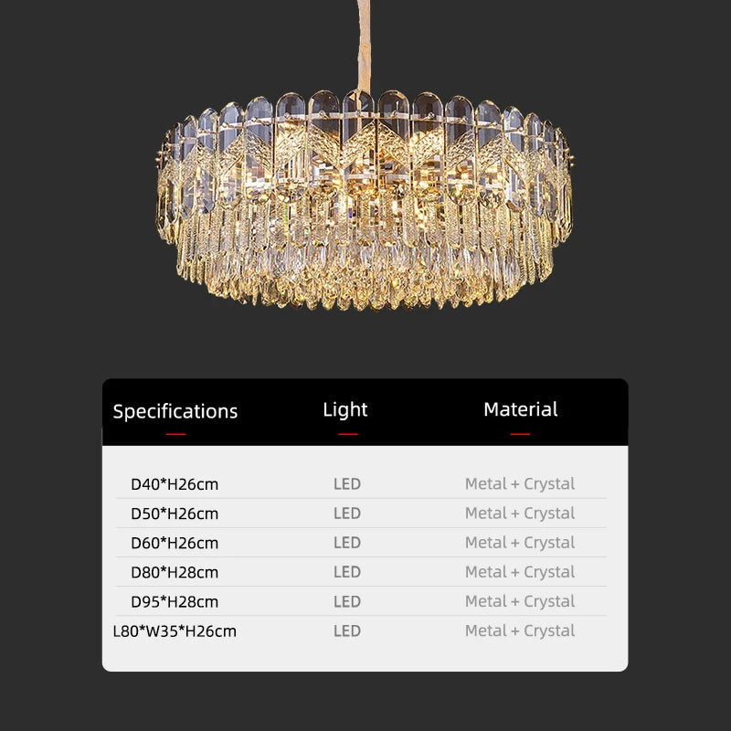 Crystal Chandelier for Dining Table Modern Pendant Light Lustre Suspension Lighting Indoor Living Room Luxury Hanging Lamp