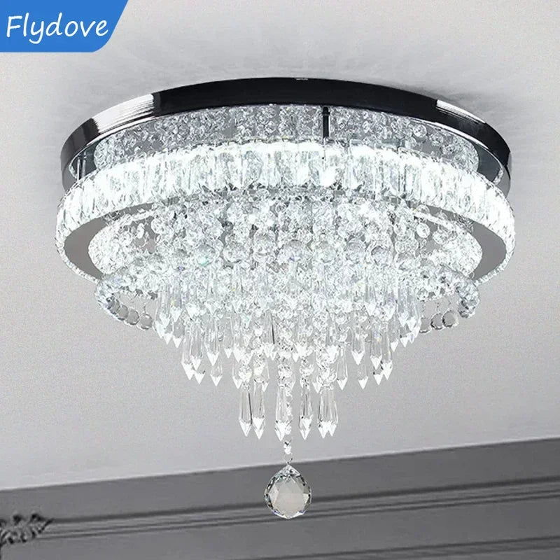 Modern Luxury Minimalist Circular Crystal Chandelier Living Room Restaurant Bar Villa Corridor LED Home Decor Lighting Fixtures