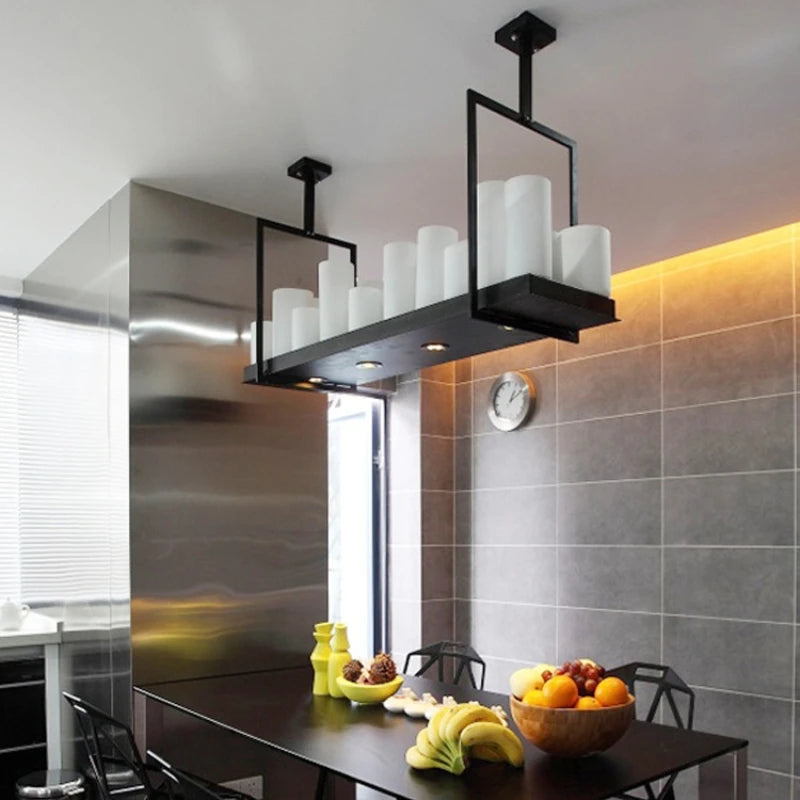Candle chandelier Nordic LED industrially retro lamp Glass Lights for Living Room Home Decor Kitchen Hanging Bar dining table de