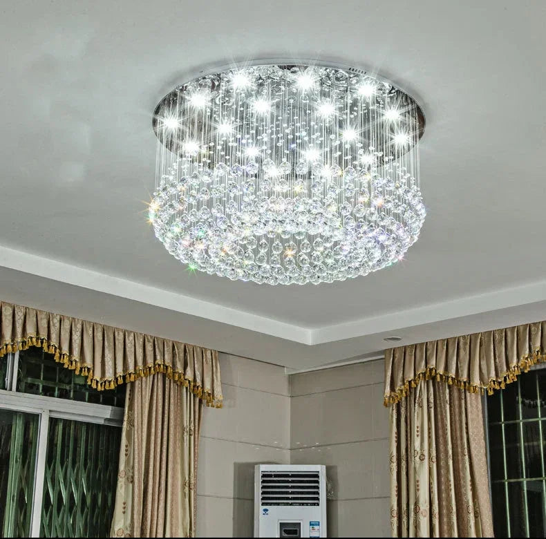 Modern Crystal Chandelier For Ceiling Luxury Led Round Lamp Home Decor Light Living Dining Room Bedroom Lobby K9 Cristal Lustre