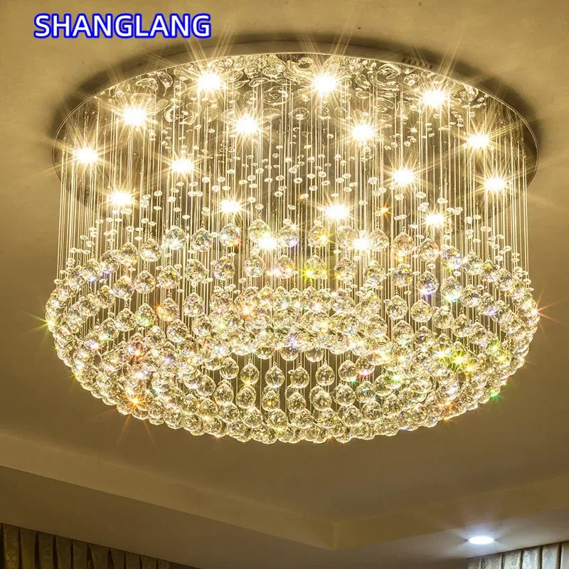 Modern Crystal Chandelier For Ceiling Luxury Led Round Lamp Home Decor Light Living Dining Room Bedroom Lobby K9 Cristal Lustre