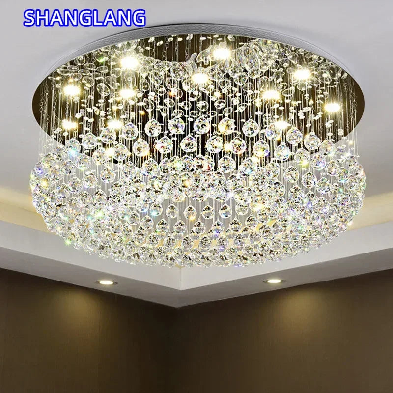 Modern Crystal Chandelier For Ceiling Luxury Led Round Lamp Home Decor Light Living Dining Room Bedroom Lobby K9 Cristal Lustre