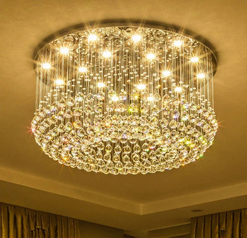 Modern Crystal Chandelier For Ceiling Luxury Led Round Lamp Home Decor Light Living Dining Room Bedroom Lobby K9 Cristal Lustre