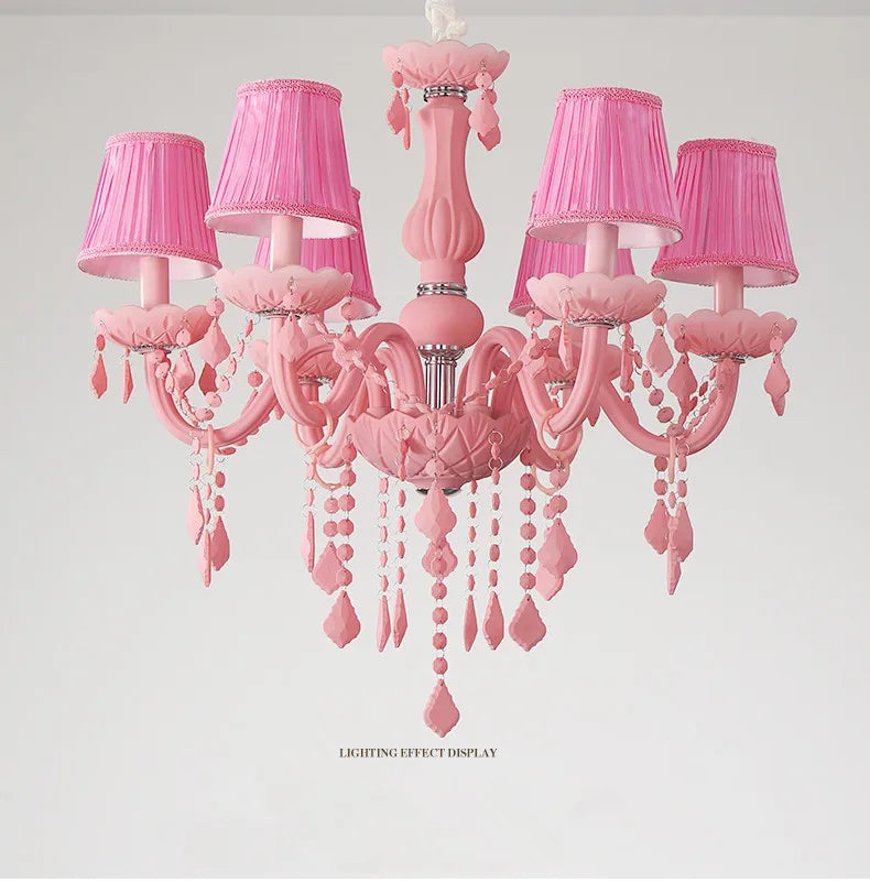 Pink chandelier for Kitchen island Bedroom Kids room girls room wedding chandelier indoor home Art Decor Crystal Chandelier