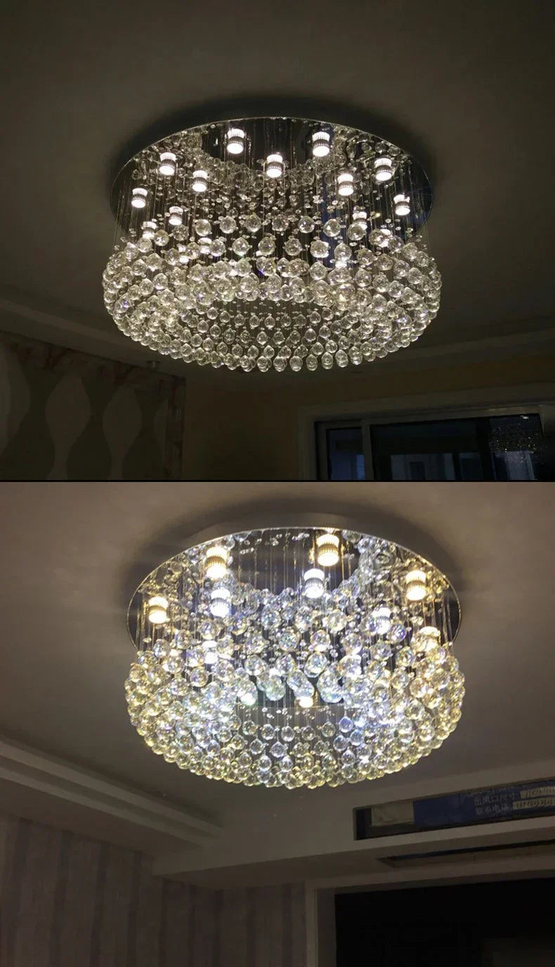 Modern Crystal Chandelier For Ceiling Luxury Led Round Lamp Home Decor Light Living Dining Room Bedroom Lobby K9 Cristal Lustre