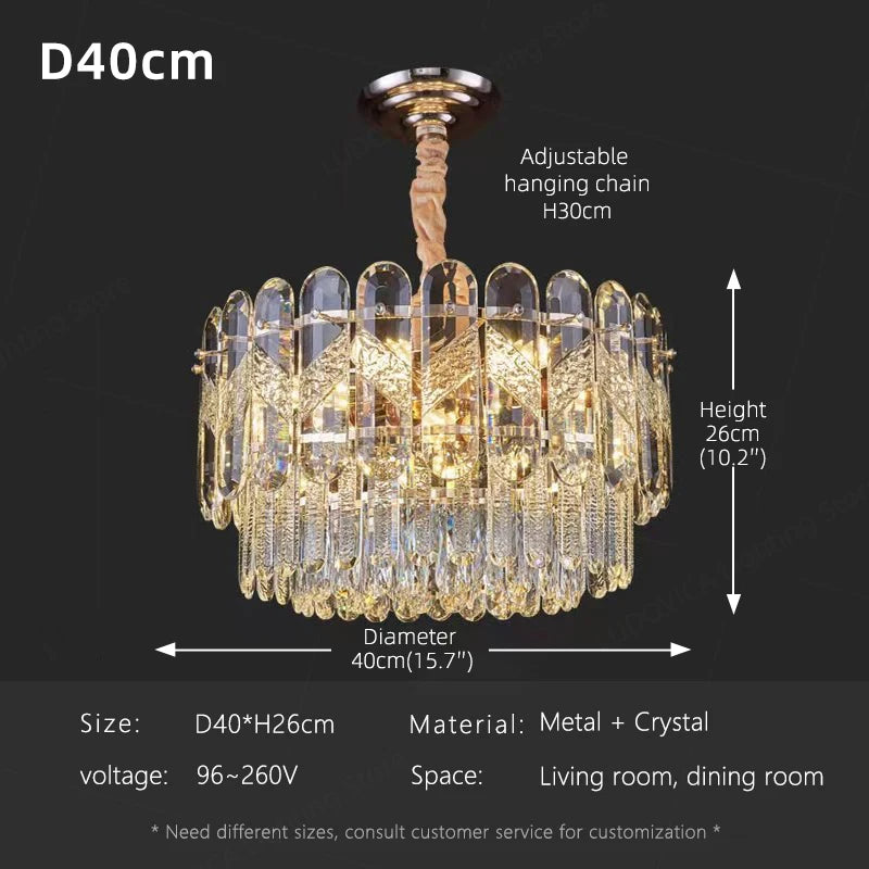 Crystal Chandelier for Dining Table Modern Pendant Light Lustre Suspension Lighting Indoor Living Room Luxury Hanging Lamp
