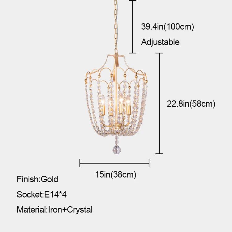 Crystal Chandelier Gold Dining Room Lighting White Wooden Beads Chandeliers For Staircase Kitchen Hallway French Country Lights