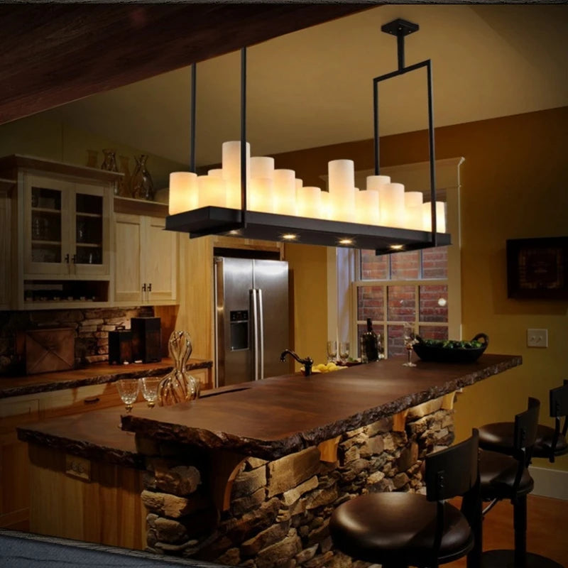 Candle chandelier Nordic LED industrially retro lamp Glass Lights for Living Room Home Decor Kitchen Hanging Bar dining table de